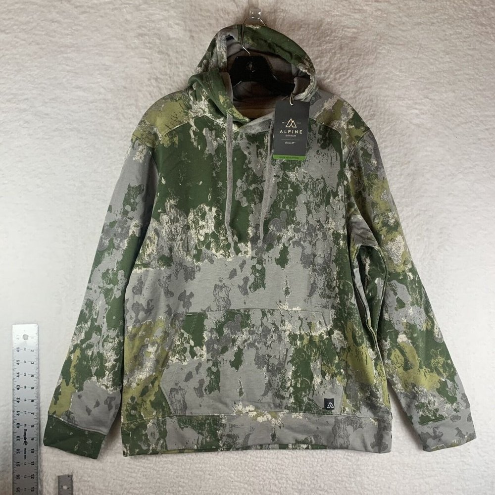 Alpine Design Hoodie Men's Medium Green Cotton Camo Long Sleeve Pullover 7239